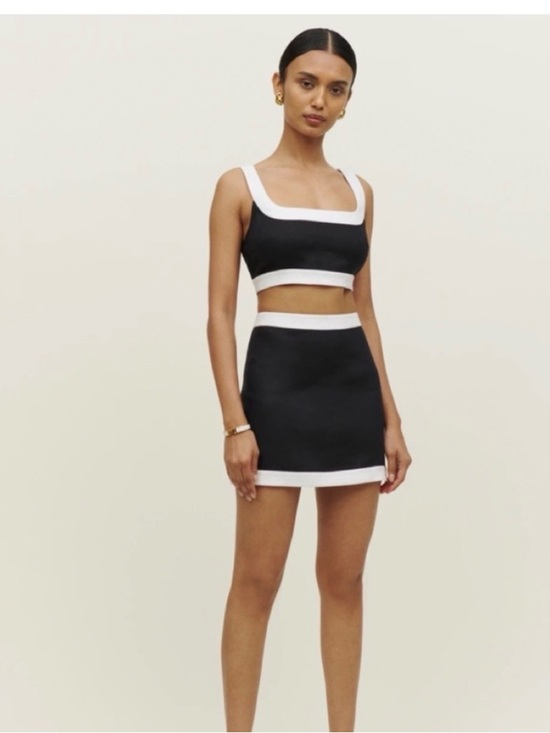 Reformation Dresses & Skirts - Reformation Robbie Black with White Trim Set (Top and Bottom) - Worn Once